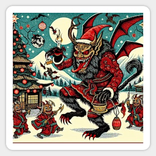 Japanese Woodcut Krampus Sticker